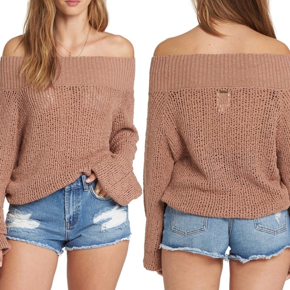 Billabong Rolled Up Off the Shoulder Sweater size L